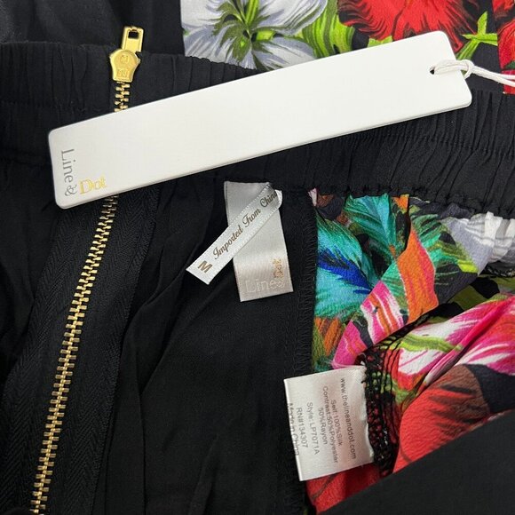 Line & Dot Tropical Floral/Leaf Silk Tapered Leg Cropped Pants size M NWT - Picture 7 of 7